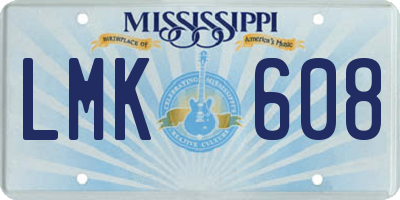 MS license plate LMK608
