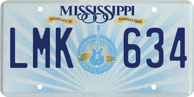 MS license plate LMK634