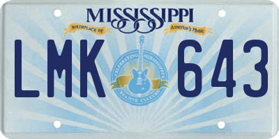 MS license plate LMK643
