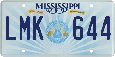 MS license plate LMK644