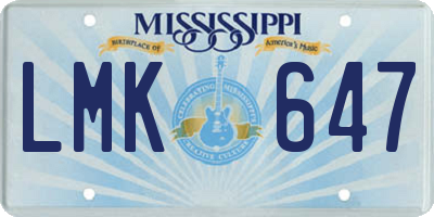 MS license plate LMK647