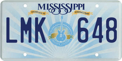 MS license plate LMK648