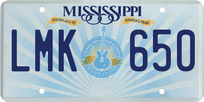 MS license plate LMK650