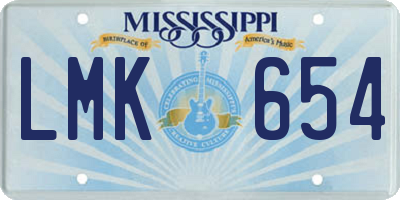 MS license plate LMK654