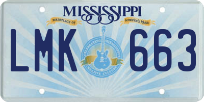 MS license plate LMK663