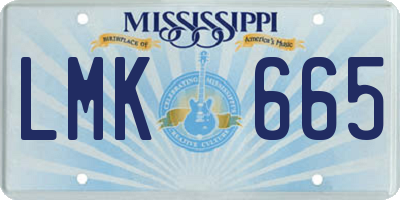 MS license plate LMK665