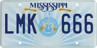 MS license plate LMK666