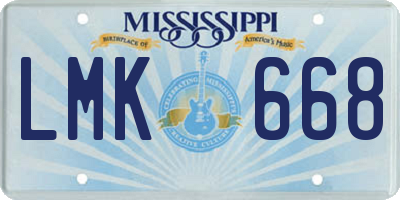MS license plate LMK668