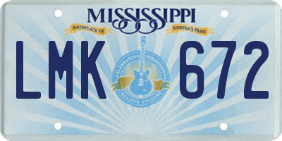 MS license plate LMK672