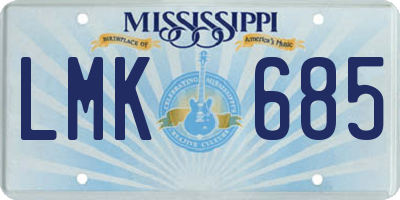 MS license plate LMK685