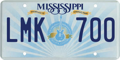 MS license plate LMK700