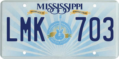 MS license plate LMK703