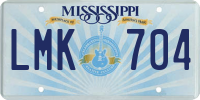MS license plate LMK704