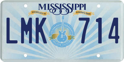 MS license plate LMK714