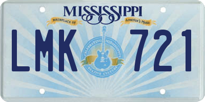 MS license plate LMK721