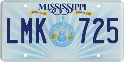MS license plate LMK725