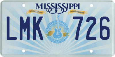 MS license plate LMK726