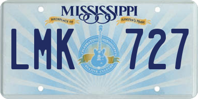 MS license plate LMK727