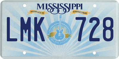MS license plate LMK728