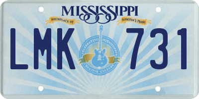 MS license plate LMK731