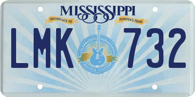 MS license plate LMK732