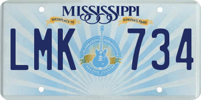 MS license plate LMK734