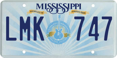 MS license plate LMK747