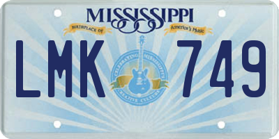 MS license plate LMK749