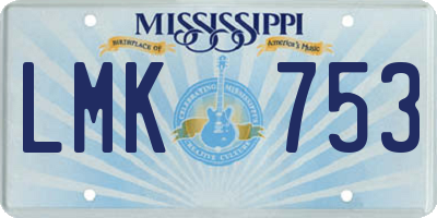 MS license plate LMK753