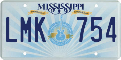 MS license plate LMK754