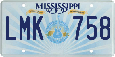 MS license plate LMK758