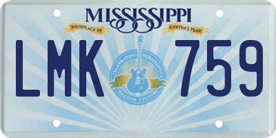 MS license plate LMK759
