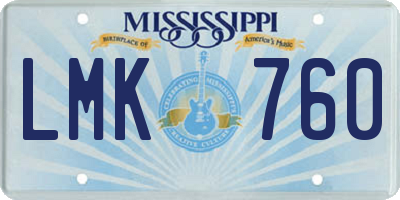 MS license plate LMK760