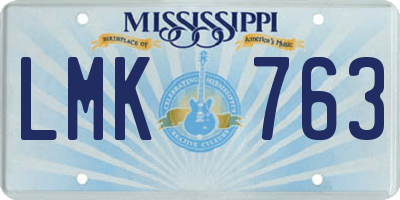 MS license plate LMK763