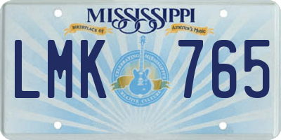 MS license plate LMK765