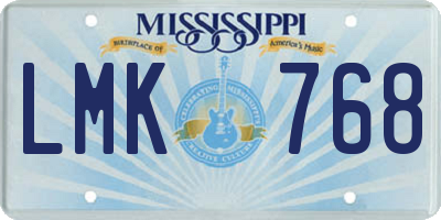 MS license plate LMK768