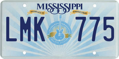 MS license plate LMK775