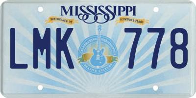 MS license plate LMK778