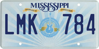 MS license plate LMK784