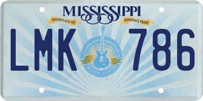 MS license plate LMK786