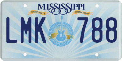 MS license plate LMK788