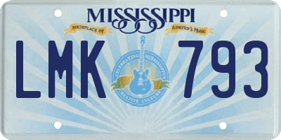 MS license plate LMK793
