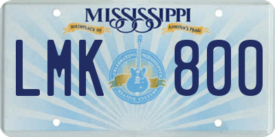 MS license plate LMK800