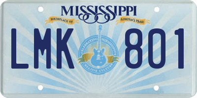 MS license plate LMK801
