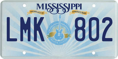 MS license plate LMK802