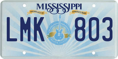MS license plate LMK803