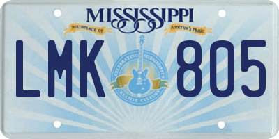 MS license plate LMK805