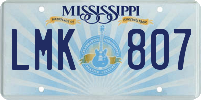 MS license plate LMK807