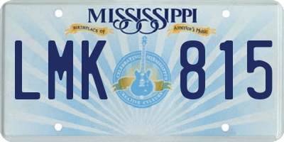 MS license plate LMK815
