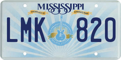 MS license plate LMK820